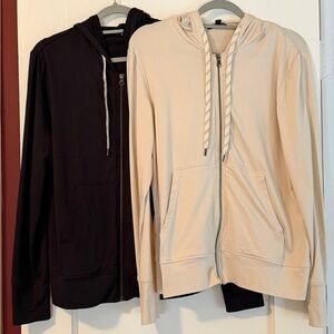 Black and Cream Lightweight Zip-Up Hoodies Set of Two
